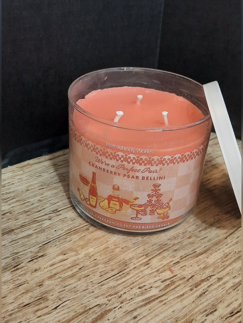 "CRANBERRY PEAR BELLINI" Bath And Body Works 3 WICK
